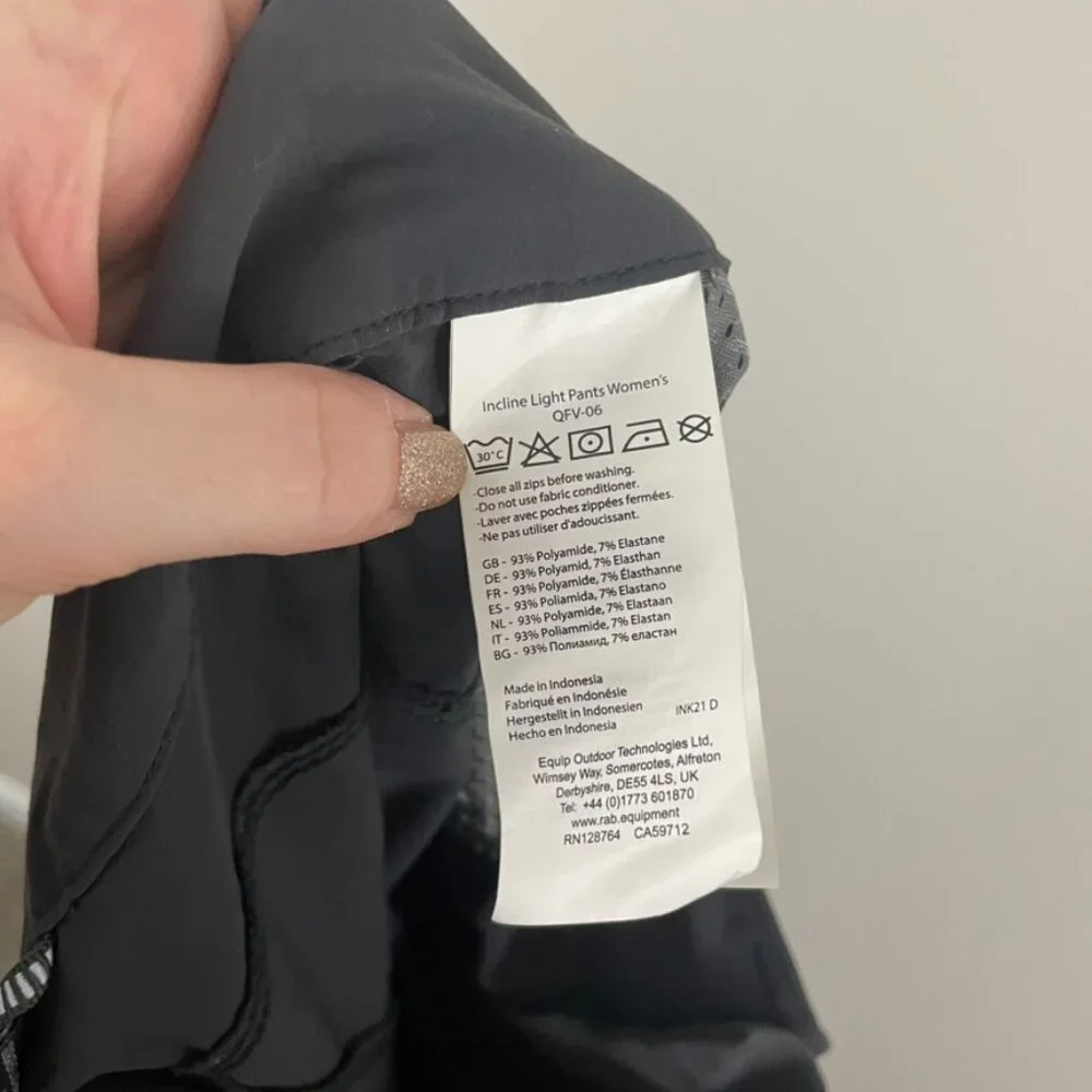 Rab Incline Light Hiking Outdoor Pants Anthracite Gray Size Medium_4